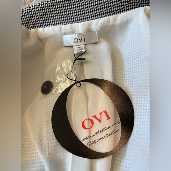 NWT OVI Black White Plaid Blazer, Size M - Picture 6 of 8